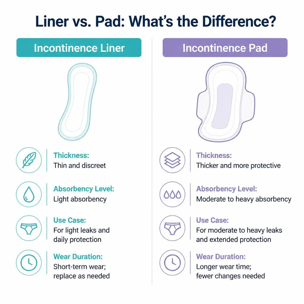 Incontinence Liner vs. Pad: What's the Difference?