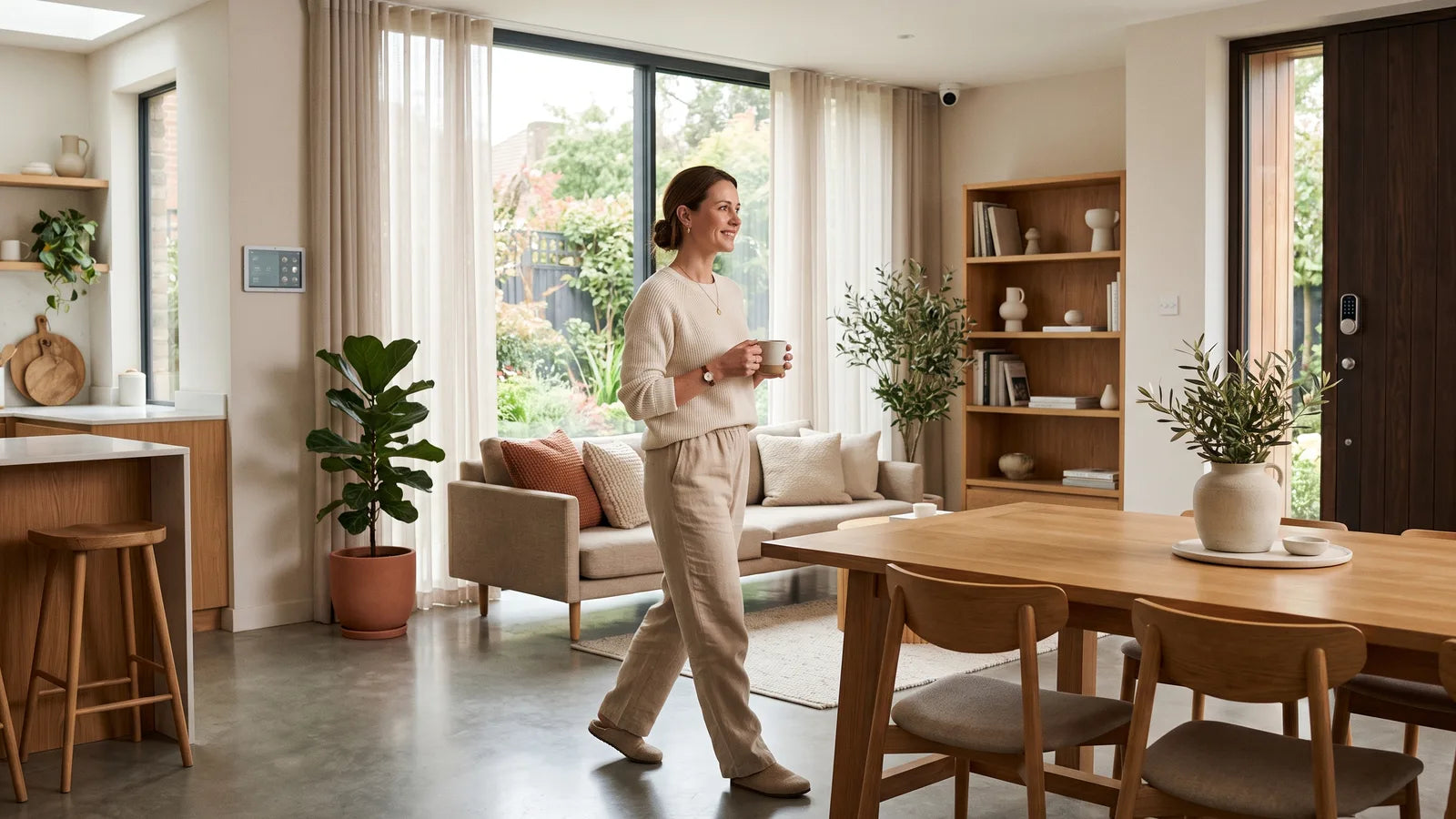 Confident woman at home representing bladder leak underwear for women