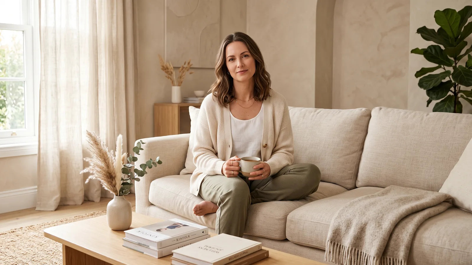Confident woman at home representing discreet incontinence underwear protection for women